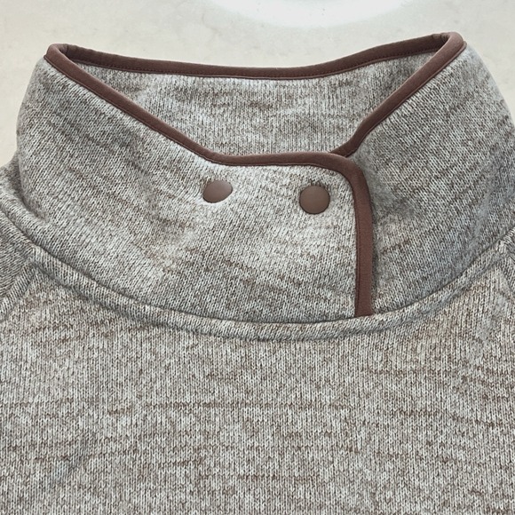 prAna Tri Thermal Pullover Fleece Tunic Sweatshirt Womens XL Blue Brown Moc Neck - Picture 3 of 13